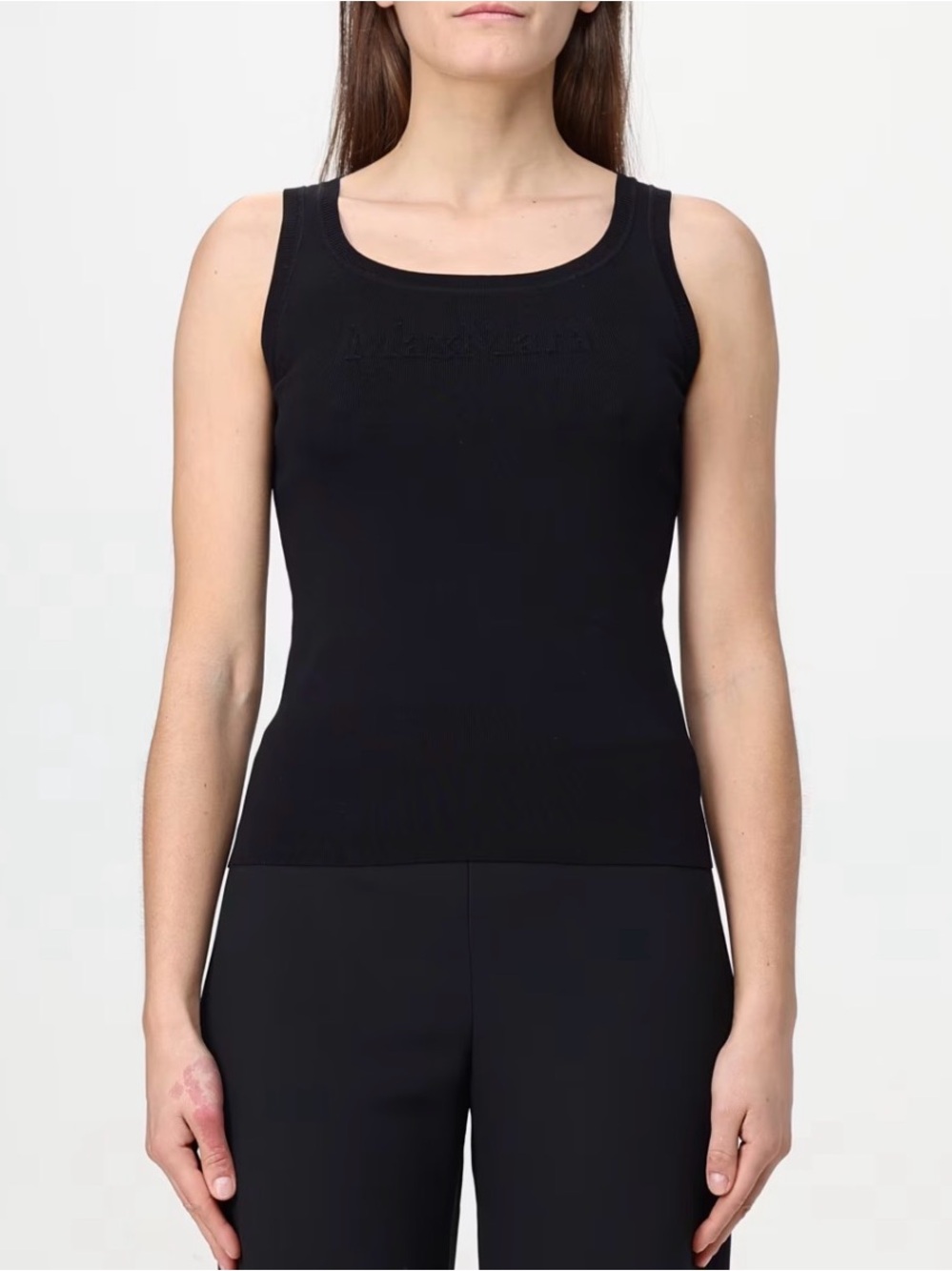 Max Mara black scoop neck basic tank top with bra shelf size L